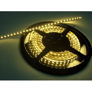 LED Leuchtstreifen 12V, flexibel, 5mm breit, 120 LED/m, warm-wei, superhell, selbstklebend. Rolle 5m